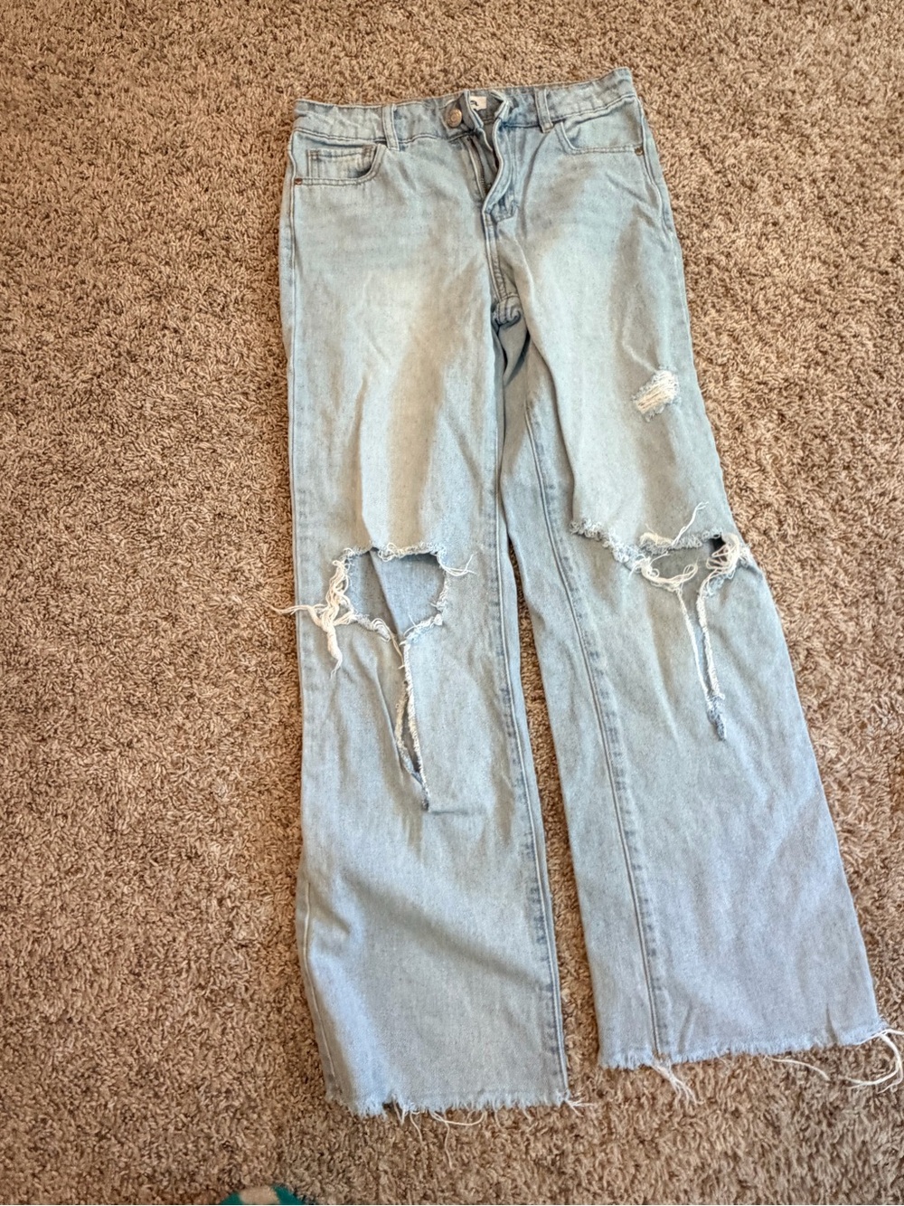 RSQ Light Blue Distressed Wide-Leg Jeans